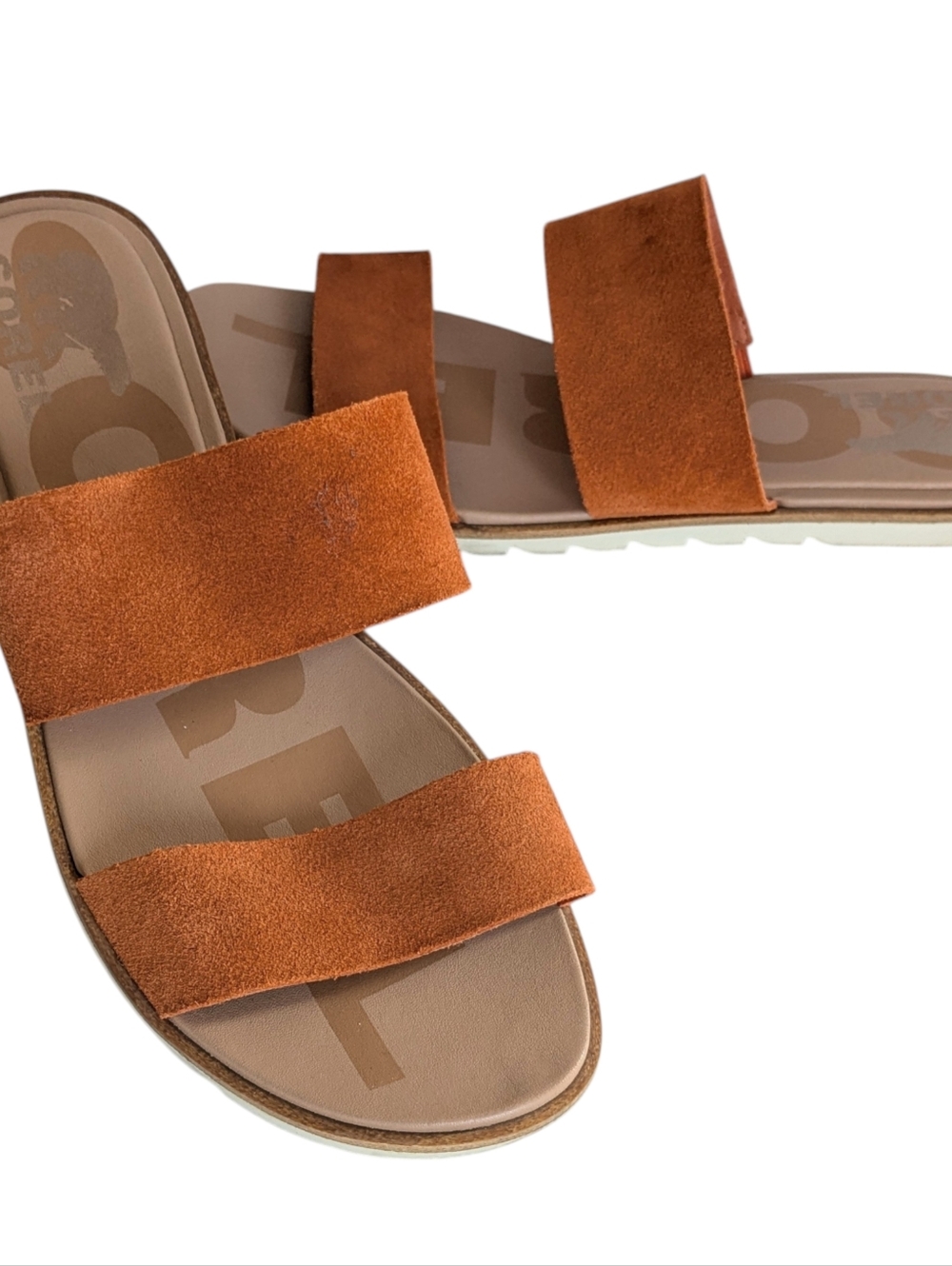 Sorel Ella II Orange Suede Slide Sandals Size 8